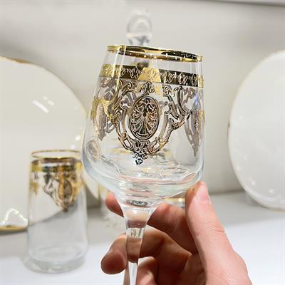 Çiğdem 49 Parça Lüks Bardak Seti - Gold