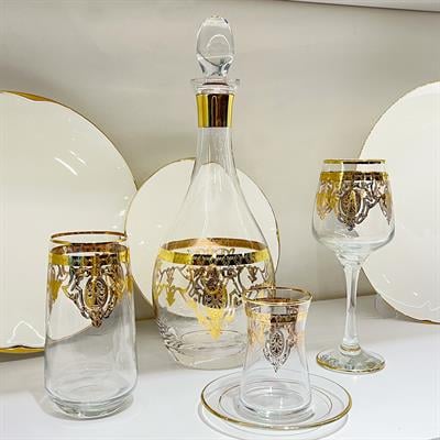 Çiğdem 49 Parça Lüks Bardak Seti - Gold