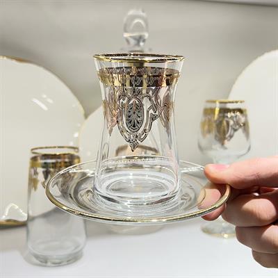 Çiğdem 49 Parça Lüks Bardak Seti - Gold