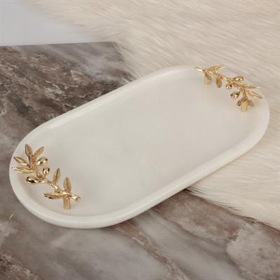 Concord Beyaz Mermer Oval Sunum Tepsisi