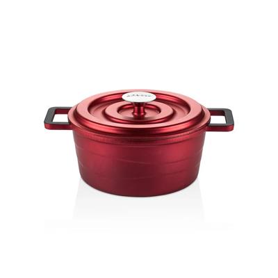 Copper 7 Parça Döküm Tencere Seti - Kırmızı