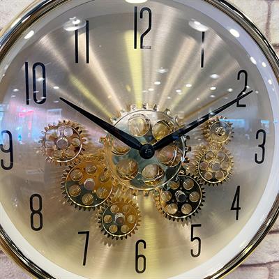 Dekoratif Çarklı Duvar Saati Gold
