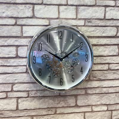 Dekoratif Çarklı Duvar Saati Gümüş