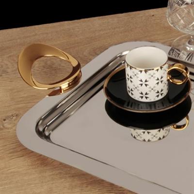 Elit Medium Çelik Tepsi - Gold Kulp