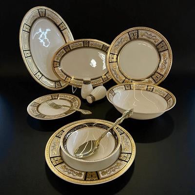 Brillar 58 Piece Porcelain Dinner Set for 12 People