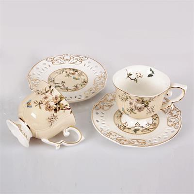 Flower Set of 6 Coffee Cups - Cream