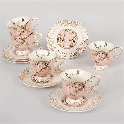 Flower Set of 6 Coffee Cups - Pink