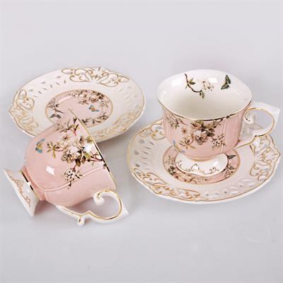 Flower Set of 6 Coffee Cups - Pink