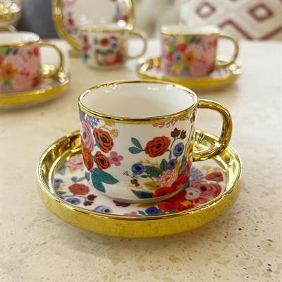 Flowers 6 Piece Coffee Cup Set