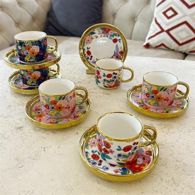 Flowers 6 Piece Coffee Cup Set