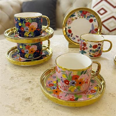 Flowers 6 Piece Coffee Cup Set