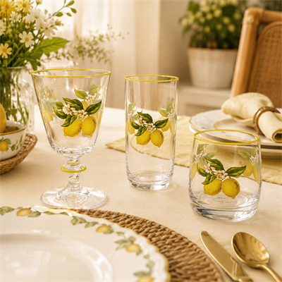 Garden 18 Parça Bardak Takımı Limon Desenli