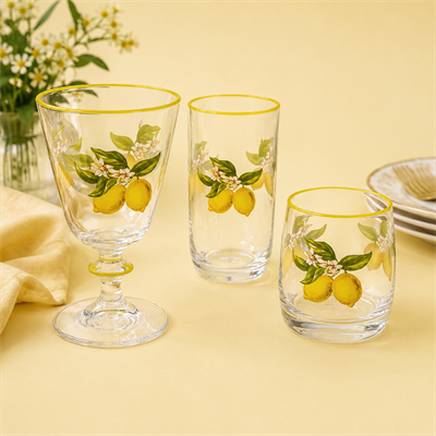 Garden 18 Parça Bardak Takımı Limon Desenli