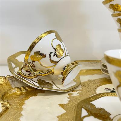 Glazze Altın Lotus 6 Lı Kahve Fincan Takımı