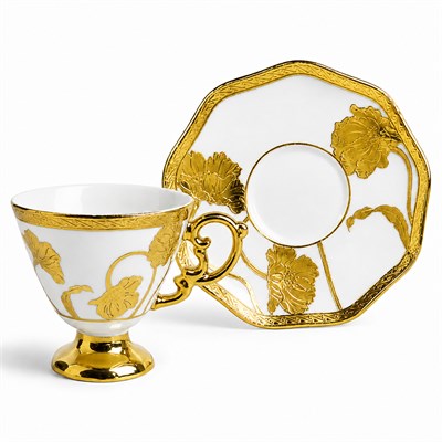 Glazze Altın Lotus 6 Lı Kahve Fincan Takımı