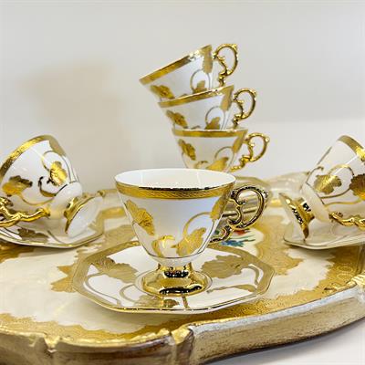 Glazze Altın Lotus 6 Lı Kahve Fincan Takımı