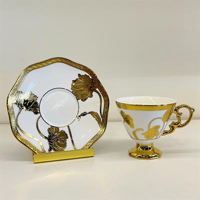 Glazze Altın Lotus 6 Lı Kahve Fincan Takımı