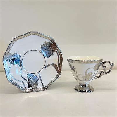 Glazze Gümüş Lotus 6 Lı Kahve Fincan Takımı