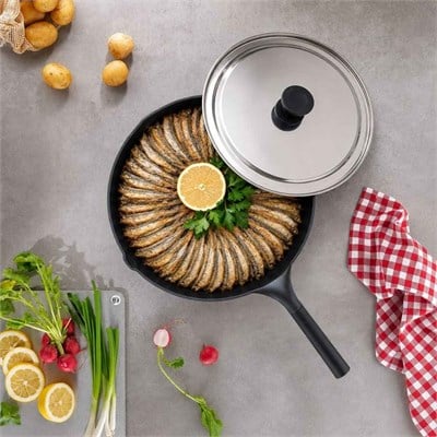 Gurme Döküm Kapaklı Balık Tavası 32 cm 2 Parça