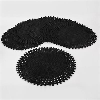 Handicraft Serving Plate Coasters - 6 Pieces Plate Black