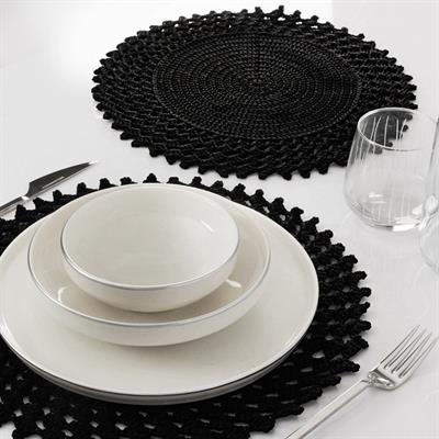 Handicraft Serving Plate Coasters - 6 Pieces Plate Black