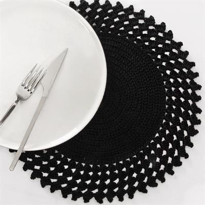 Handicraft Serving Plate Coasters - 6 Pieces Plate Black