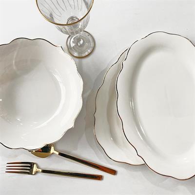 Jadore 3 Parça Porselen Kayık Tabak ve Kase Seti - TR2119