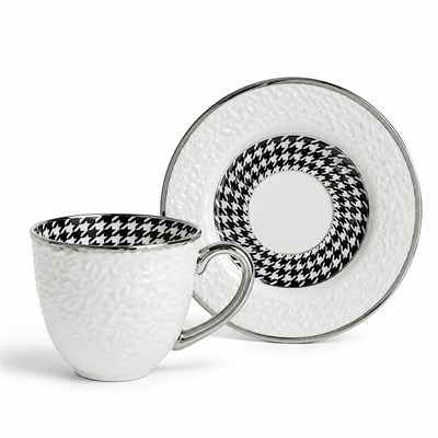 Kabartma 6 Lı Kahve Fincan Takımı Silver