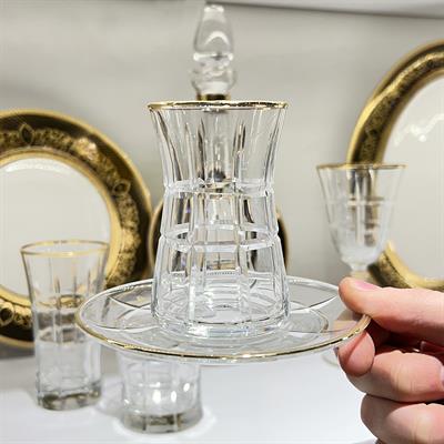 Kafes Kristal 61 Parça Bardak Seti Gold