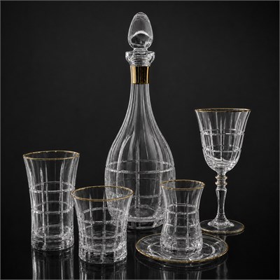 Kafes Kristal 61 Parça Bardak Seti Gold