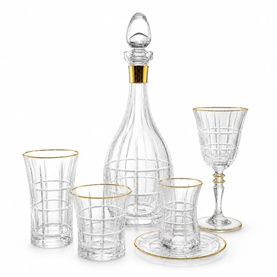 Kafes Kristal 61 Parça Bardak Seti Gold