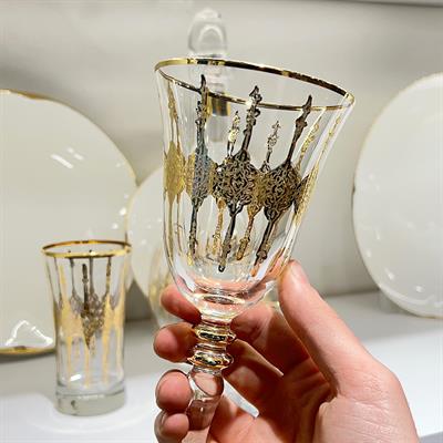 Kemer 49 Parça Lüks Bardak Seti - Gold