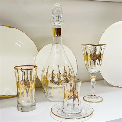 Kemer 49 Parça Lüks Bardak Seti - Gold