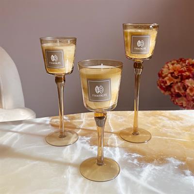 Crystal 3 Piece Glass Candle Set - Yellow