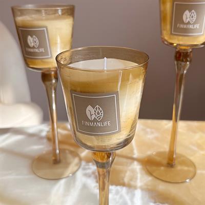 Crystal 3 Piece Glass Candle Set - Yellow