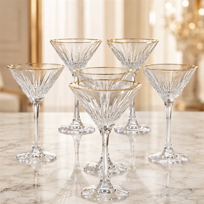 Crystal Glass 6 Piece Ice Cream Bowl Light Gold