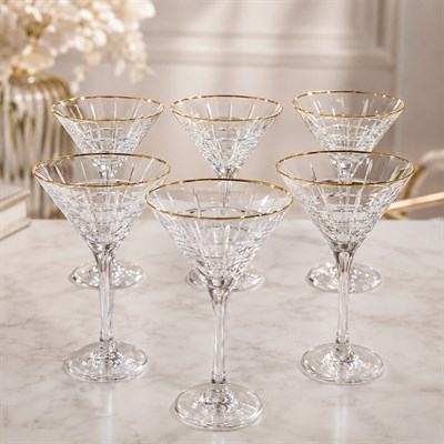 Crystal Glass 6 Piece Ice Cream Bowl Kafes Gold