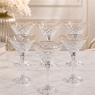 Crystal Glass 6 Piece Ice Cream Bowl Kare Gold