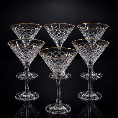 Crystal Glass 6 Piece Ice Cream Bowl Kare Gold