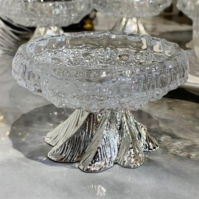Kristal Cam Ayaklı Lokumluk - Silver