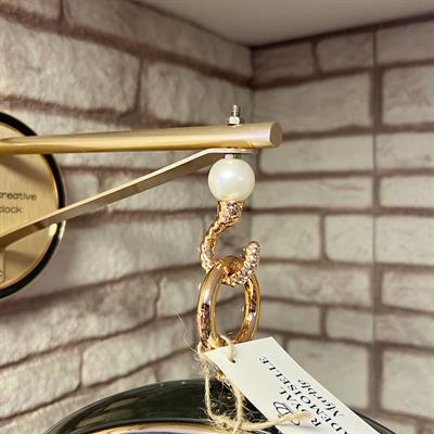 Kuş Motifli Askılı Çarklı Saat Siyah