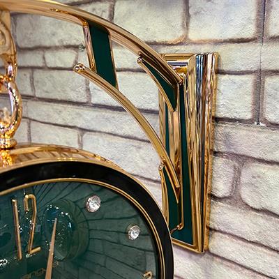 Kuş Motifli Askılı Kristal Saat Yeşil