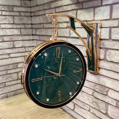 Kuş Motifli Askılı Kristal Saat Yeşil