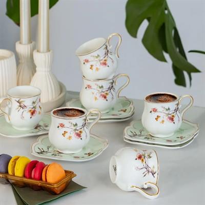 Lady Set of 6 Coffee Cups - Green