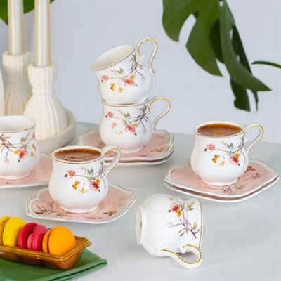 Lady Set of 6 Coffee Cups - Pink