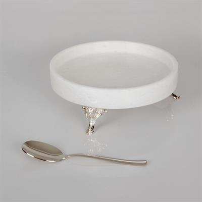 Leon Beyaz Mermer Sunumluk Orta Boy - Silver