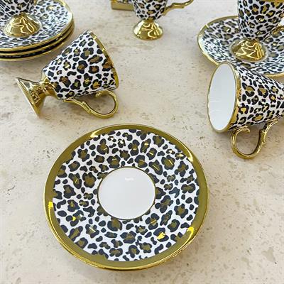 Leopard 6 Piece Coffee Cup Set White
