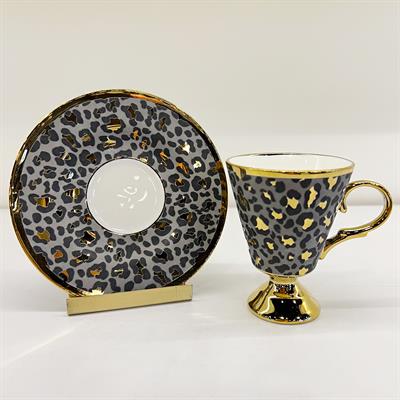 Leopar 6 Lı Kahve Fincan Takımı Gri