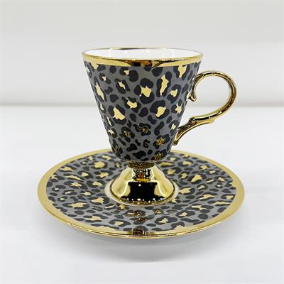 Leopar 6 Lı Kahve Fincan Takımı Gri