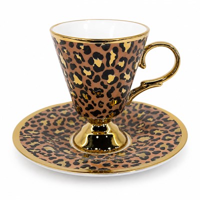 Leopar 6 Lı Kahve Fincan Takımı Turuncu